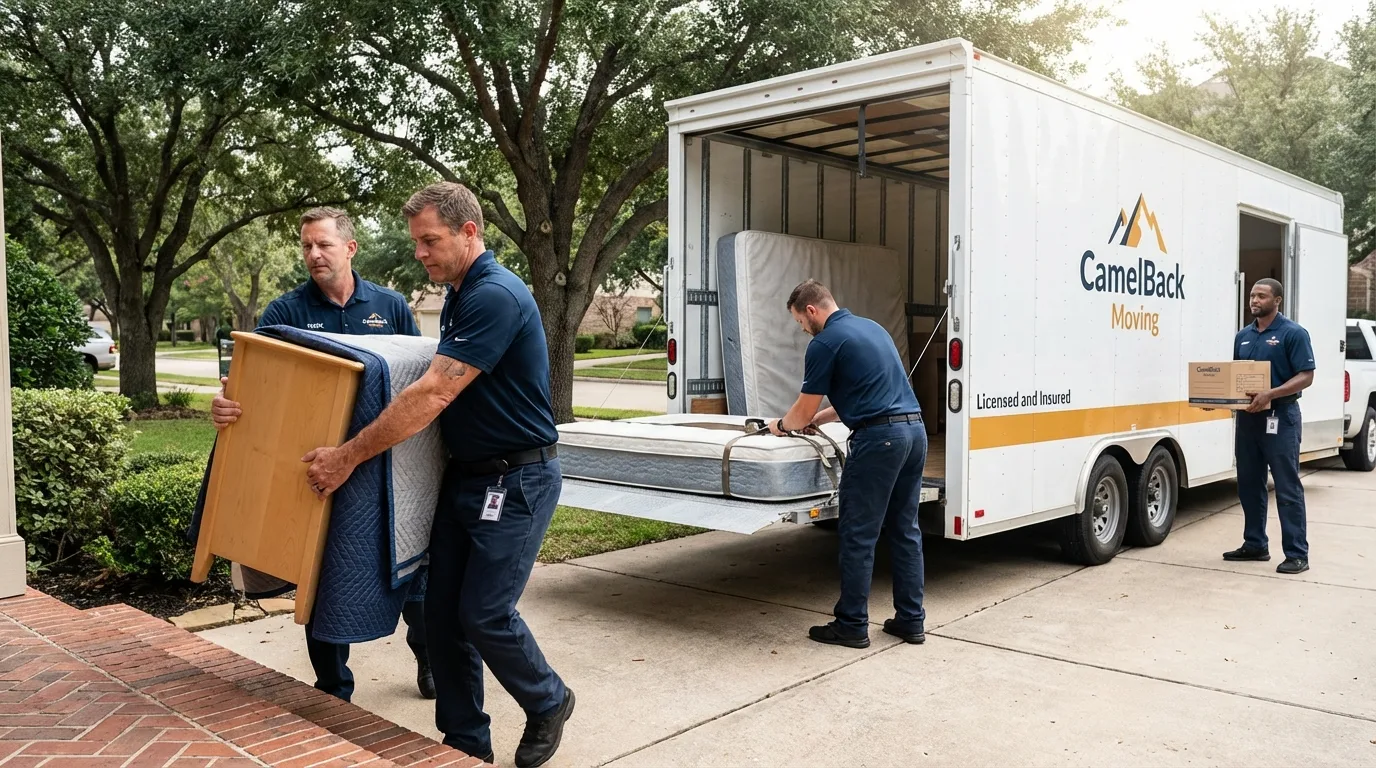 Crew loading residential truck for cross-state move from Danvers, MA